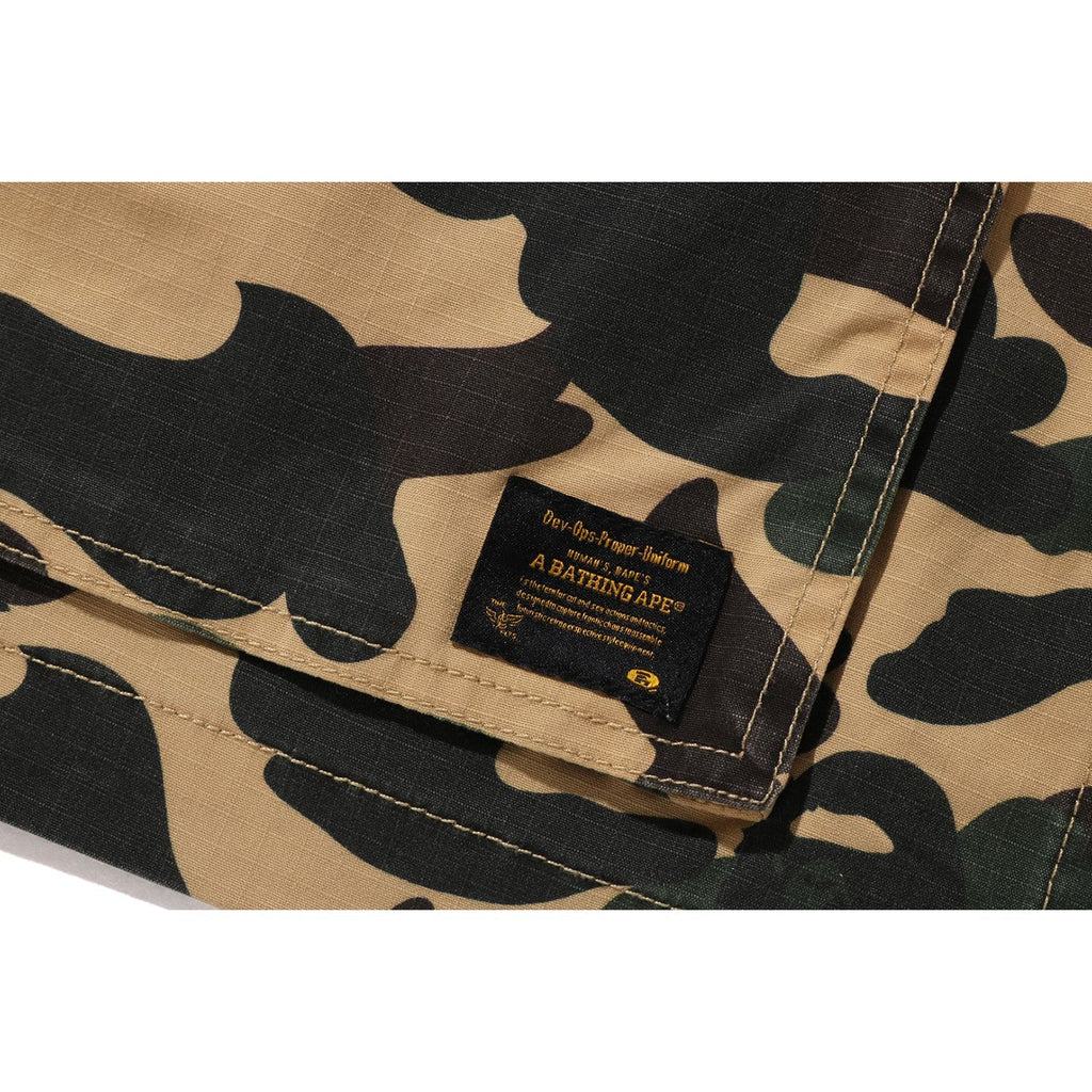 BAPE 1ST CAMO HEAVY WASHED MULTI POCKET CARGO LS SHIRT MENS
