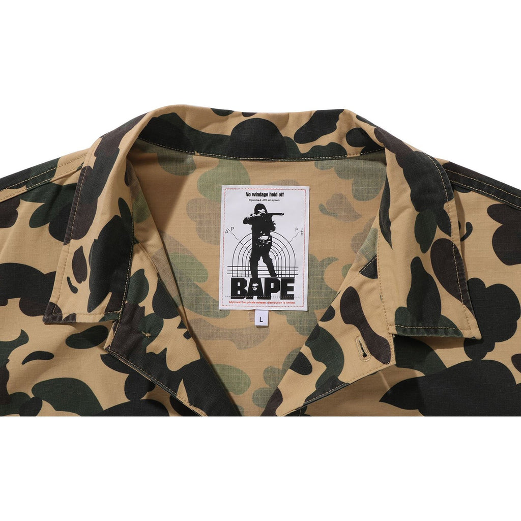 BAPE 1ST CAMO HEAVY WASHED MULTI POCKET CARGO LS SHIRT MENS