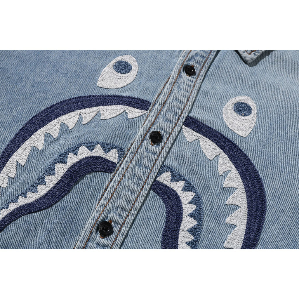 BAPE SHARK LIGHT DENIM LS SHIRT MENS