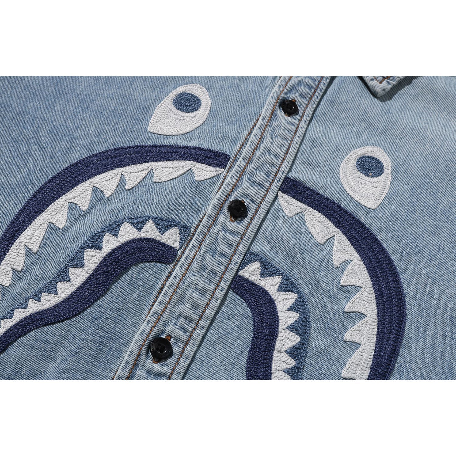 BAPE SHARK LIGHT DENIM LS SHIRT MENS