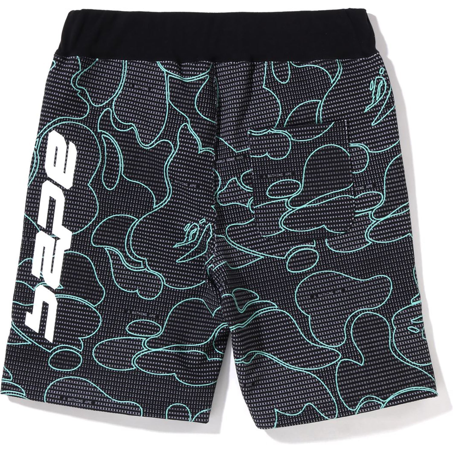 BAPE TEXT CODE CAMO SWEAT SHORTS MENS