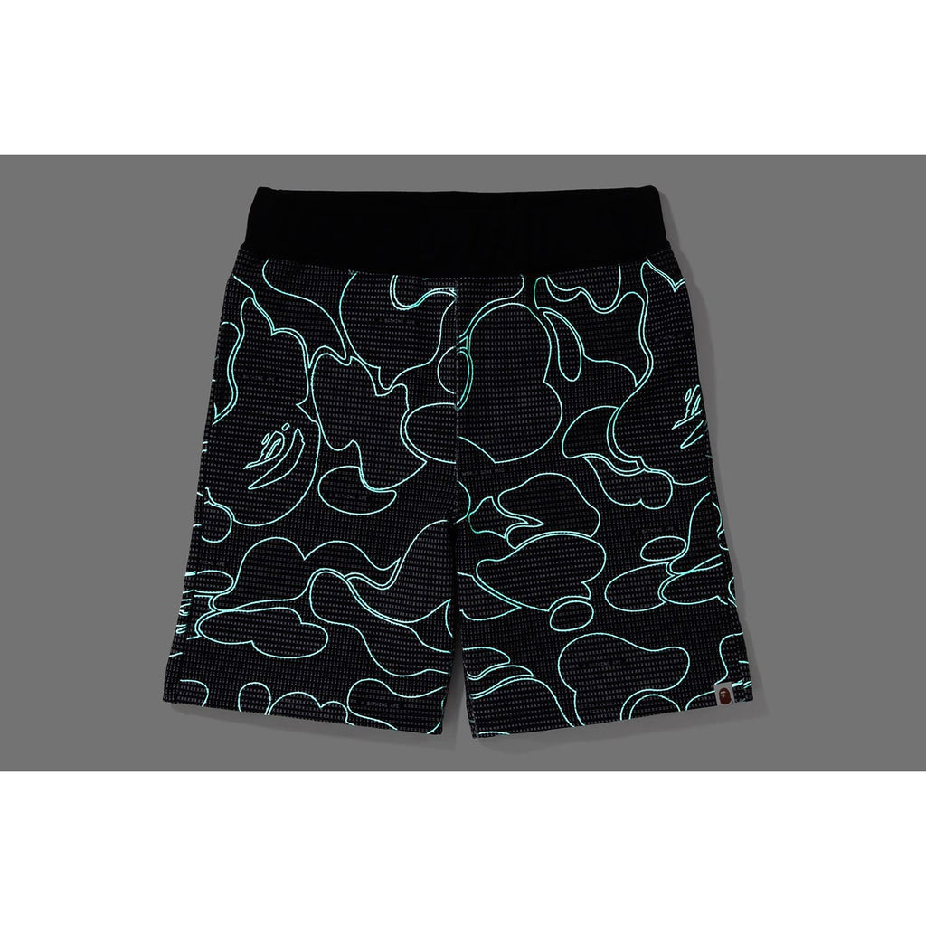 BAPE TEXT CODE CAMO SWEAT SHORTS MENS