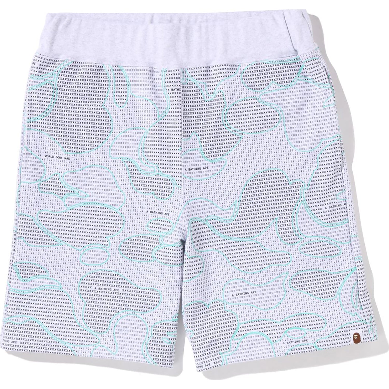BAPE TEXT CODE CAMO SWEAT SHORTS MENS