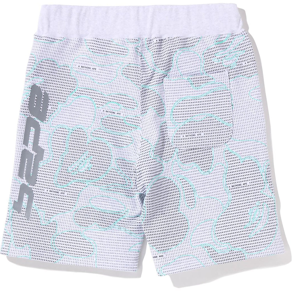 BAPE TEXT CODE CAMO SWEAT SHORTS MENS