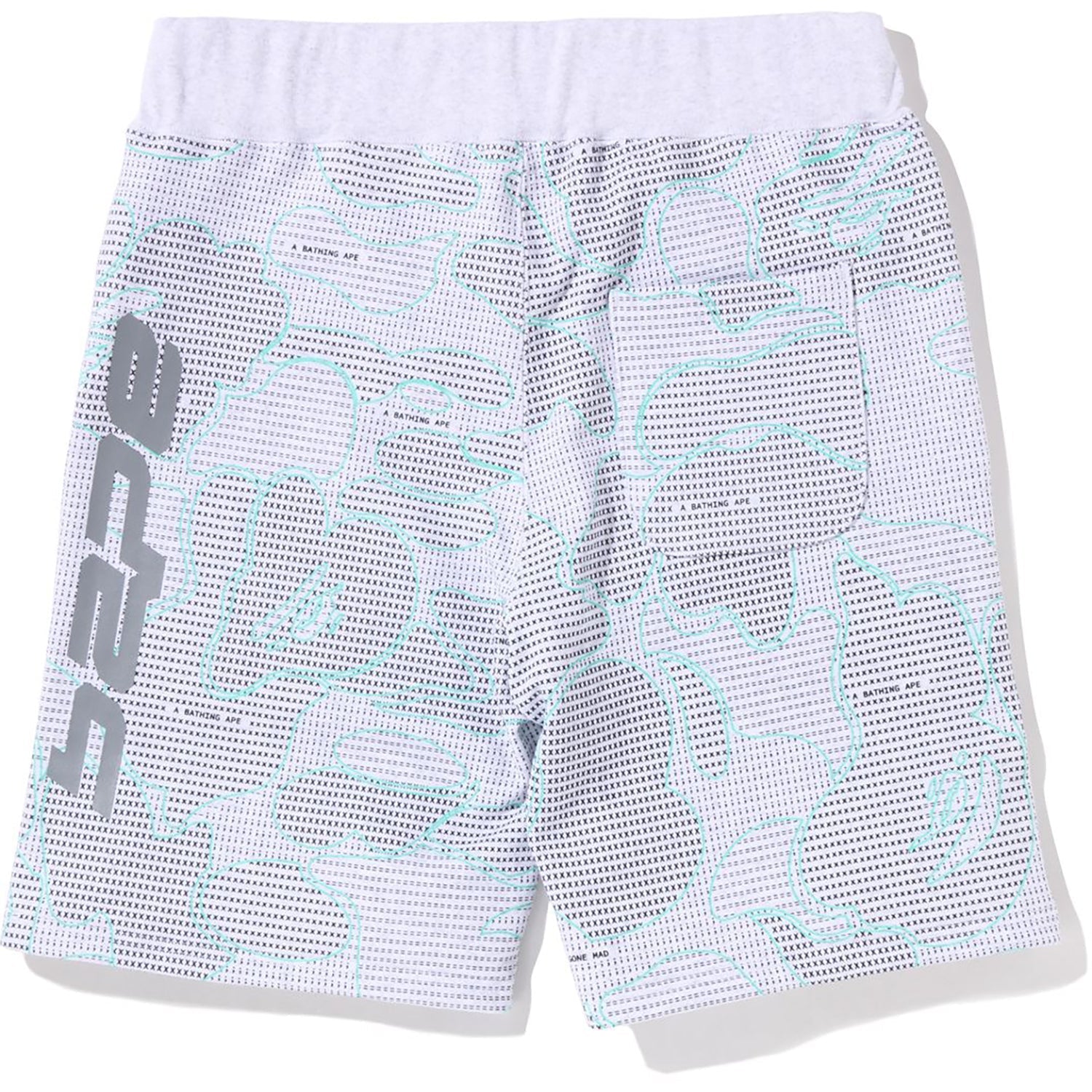 BAPE TEXT CODE CAMO SWEAT SHORTS MENS
