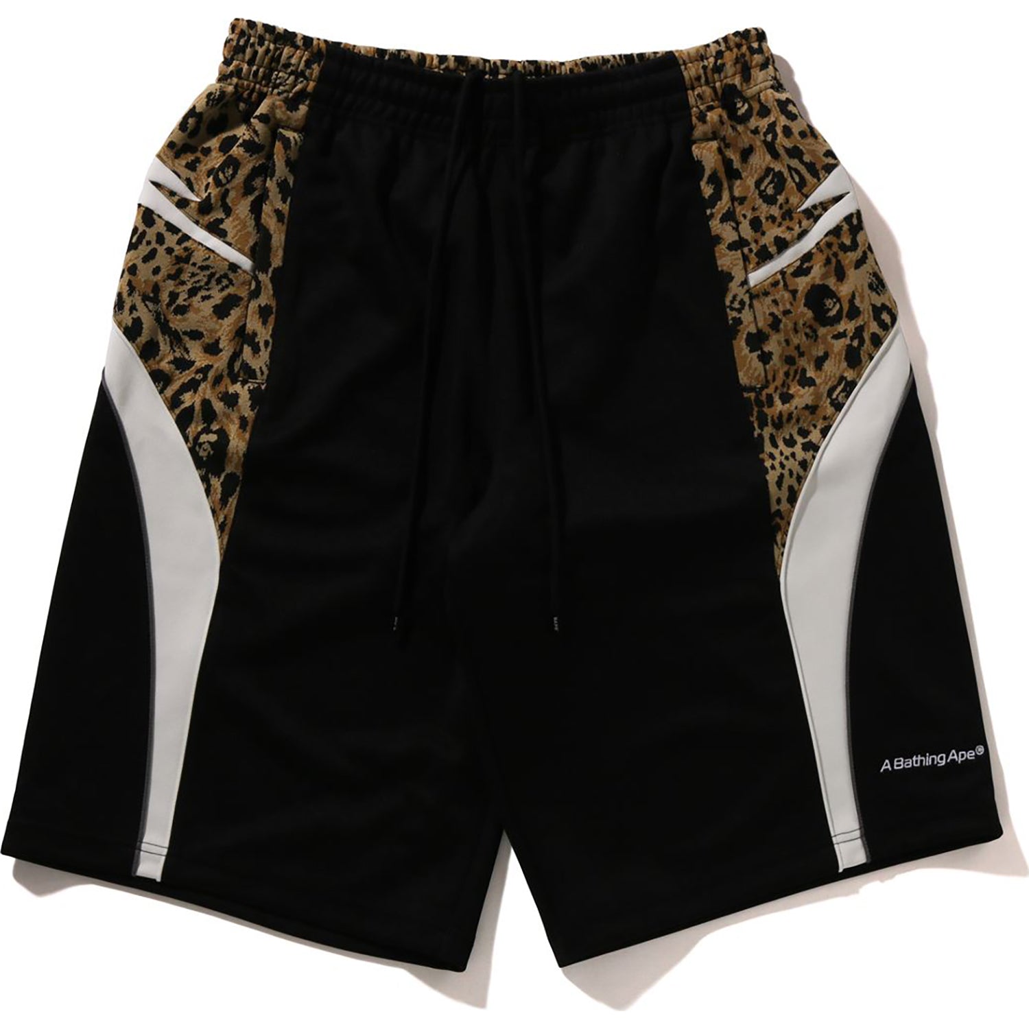 BAPE WILD LEOPARD PATTERN KNEE LENGTH OVERSIZED FIT TRACK SHORTS MENS