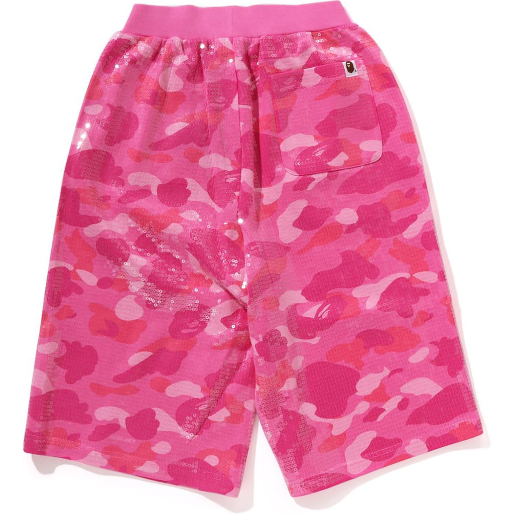 BAPE COLOR CAMO APE HEAD SEQUIN SWEAT SHORTS LADIES