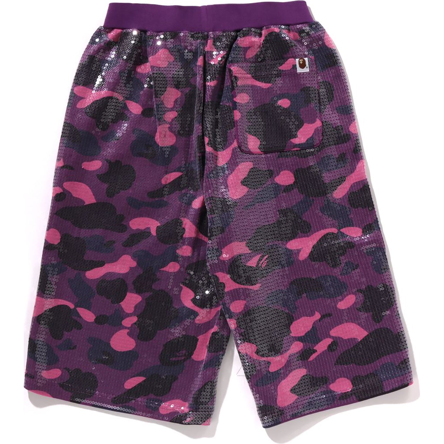 BAPE COLOR CAMO APE HEAD SEQUIN SWEAT SHORTS LADIES