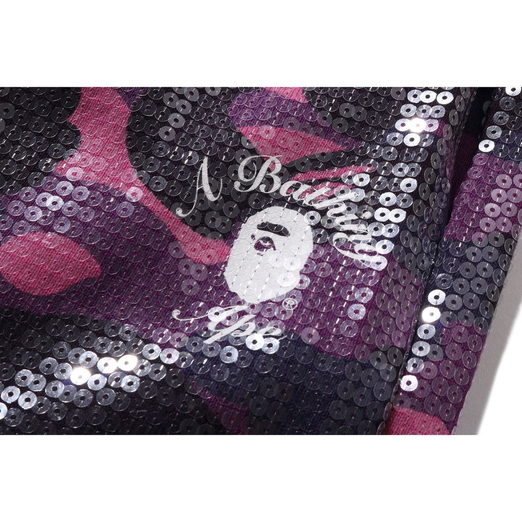 BAPE COLOR CAMO APE HEAD SEQUIN SWEAT SHORTS LADIES