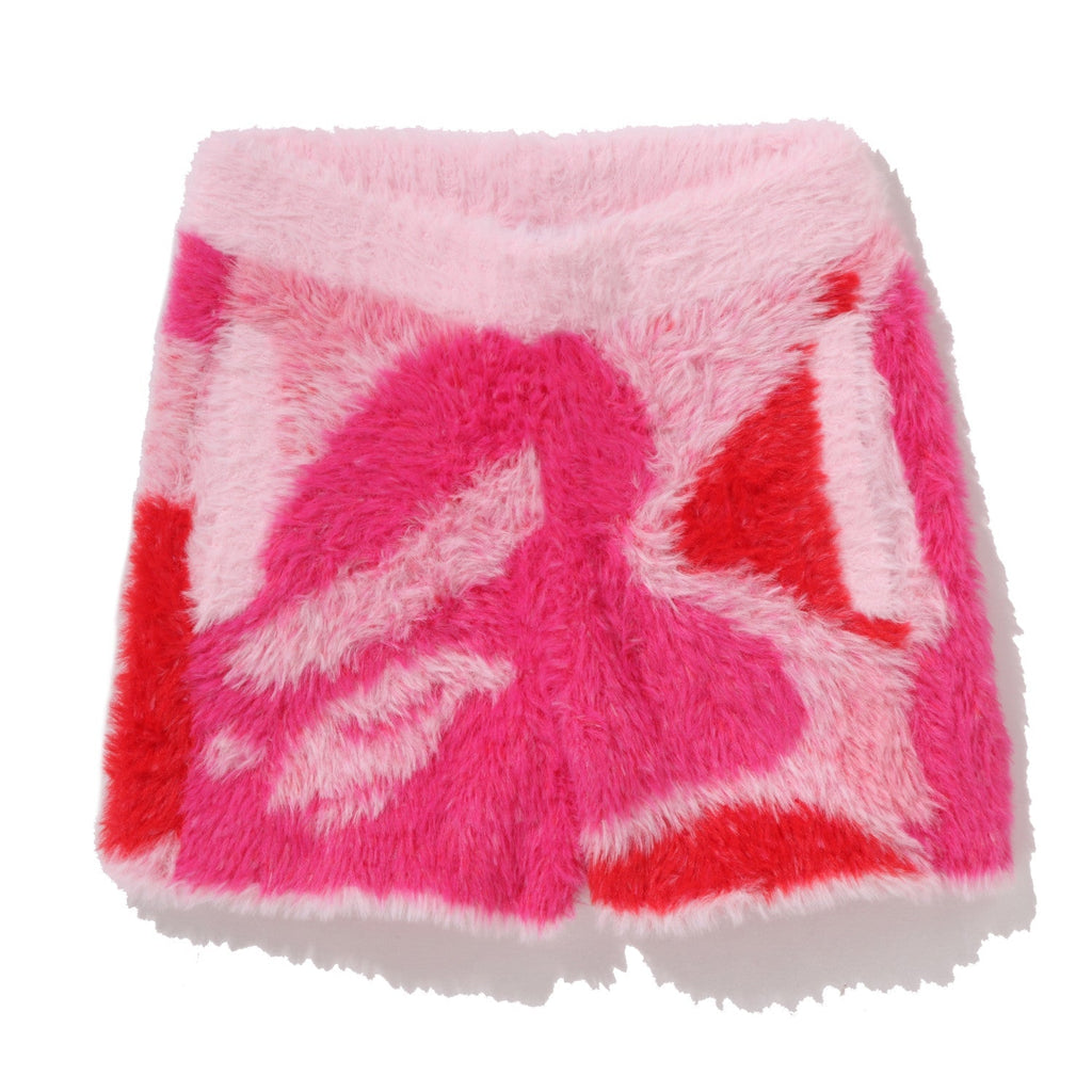 BAPE ABC CAMO LONG FUR JACQUARD SHORTS LADIES
