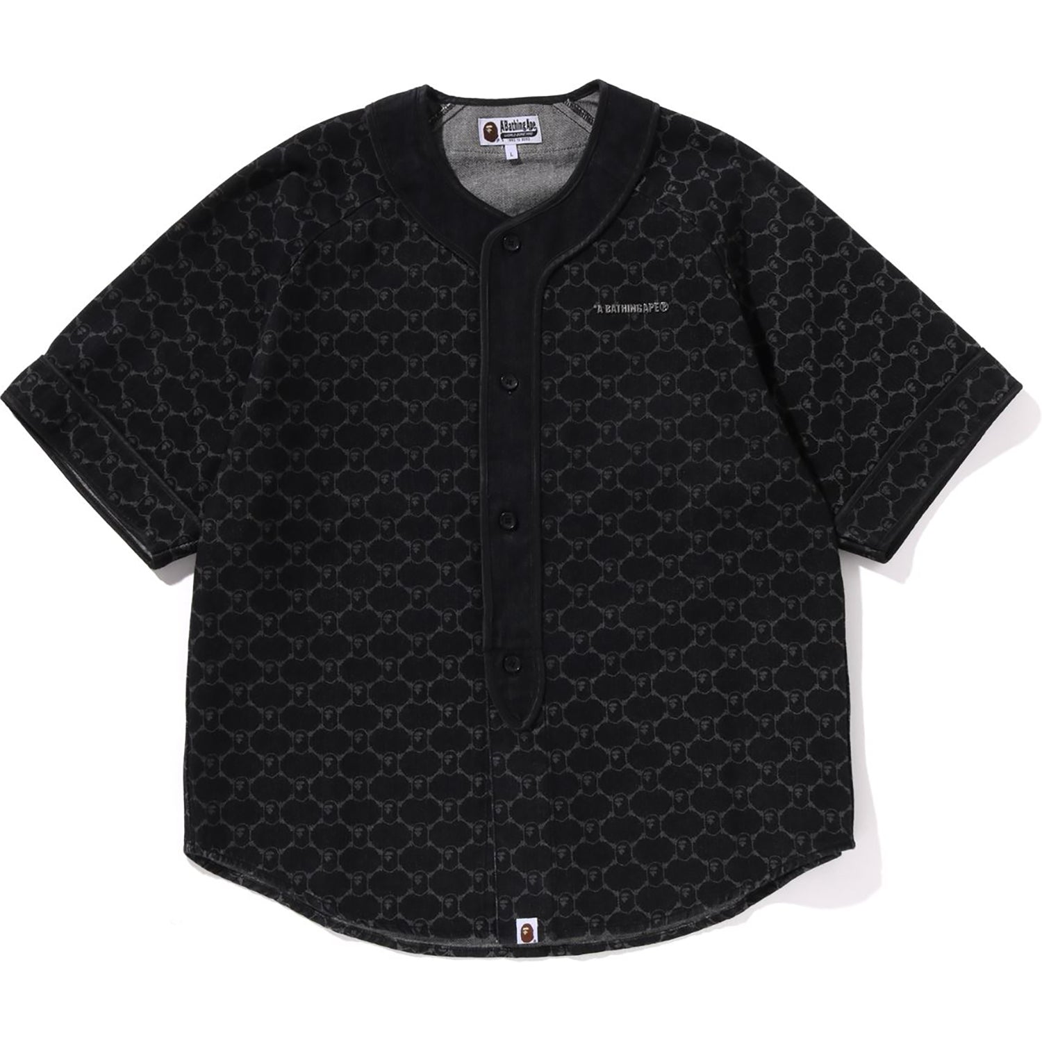 BAPE COLLEGE MONOGRAM BASEBALL SS DENIM SHIRT MENS