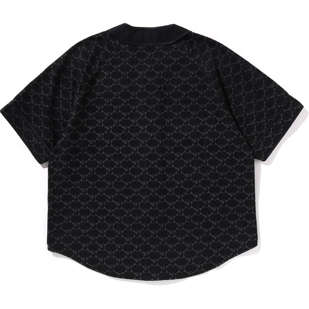 BAPE COLLEGE MONOGRAM BASEBALL SS DENIM SHIRT MENS