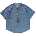 BAPE COLLEGE MONOGRAM BASEBALL SS DENIM SHIRT MENS