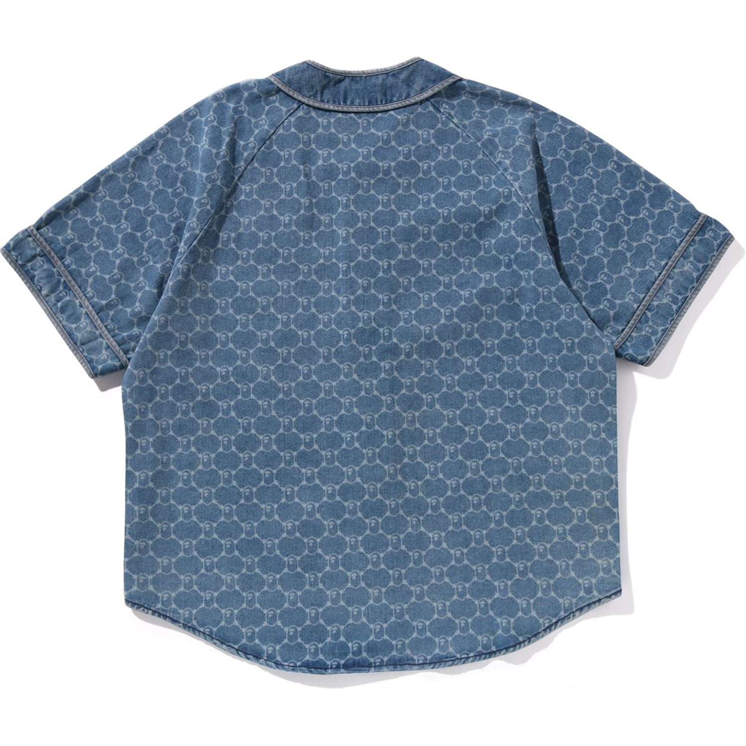 BAPE COLLEGE MONOGRAM BASEBALL SS DENIM SHIRT MENS