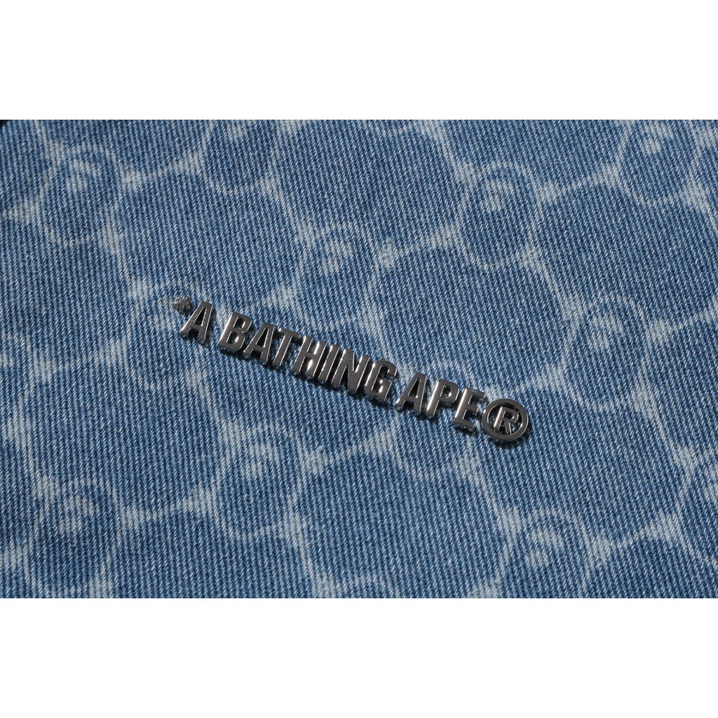 BAPE COLLEGE MONOGRAM BASEBALL SS DENIM SHIRT MENS