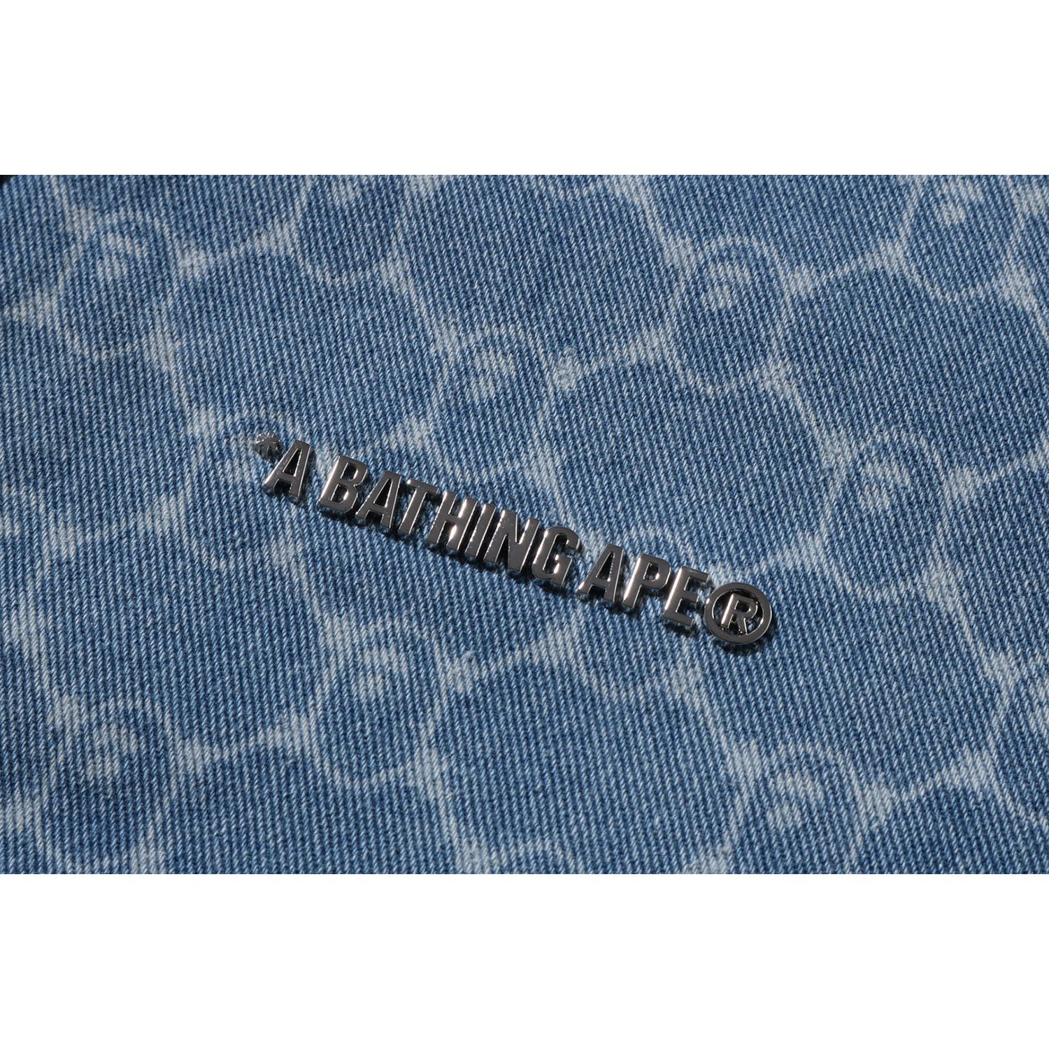 BAPE COLLEGE MONOGRAM BASEBALL SS DENIM SHIRT MENS