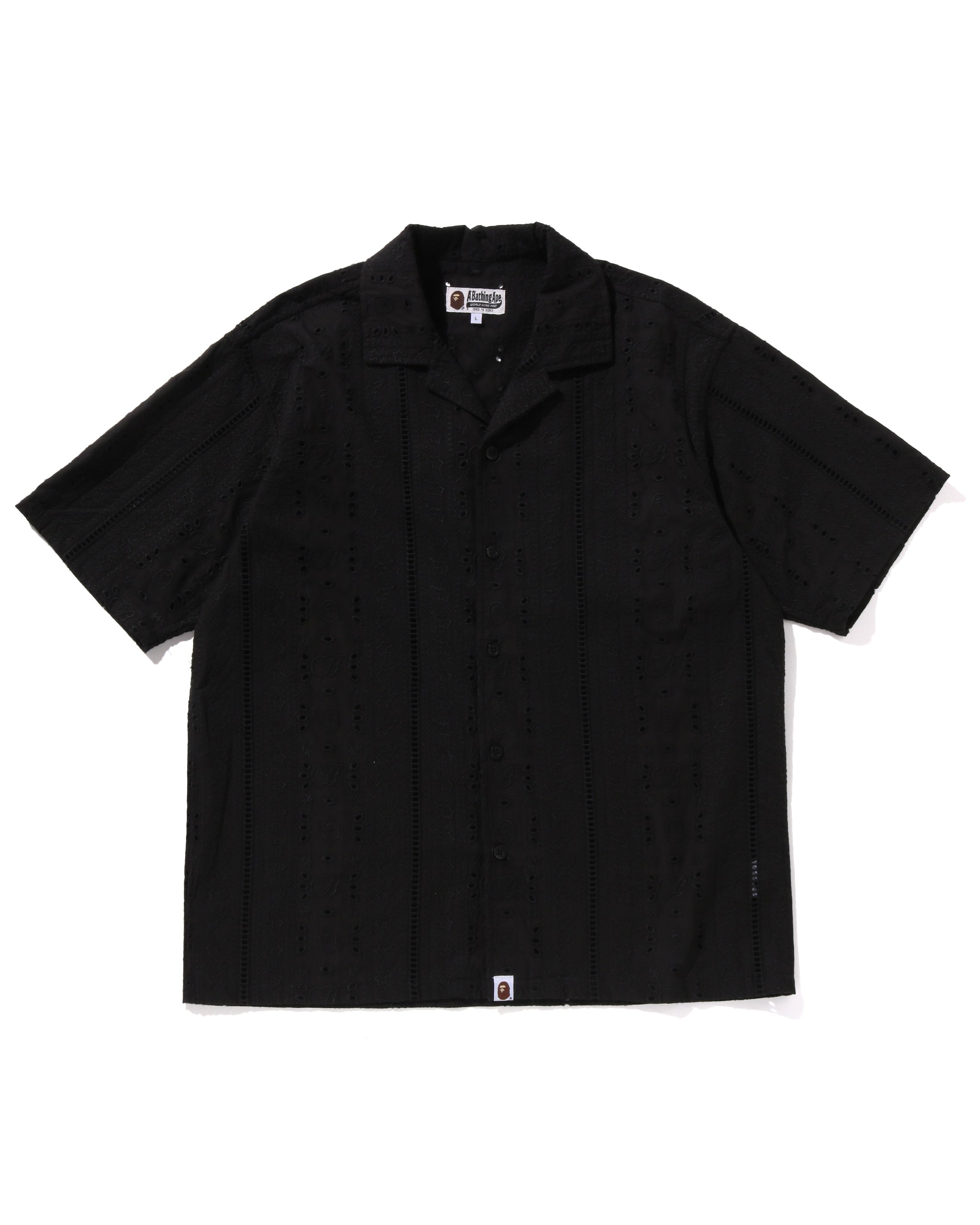 BAPE EMBROIDERY OPEN COLLAR SS SHIRT MENS