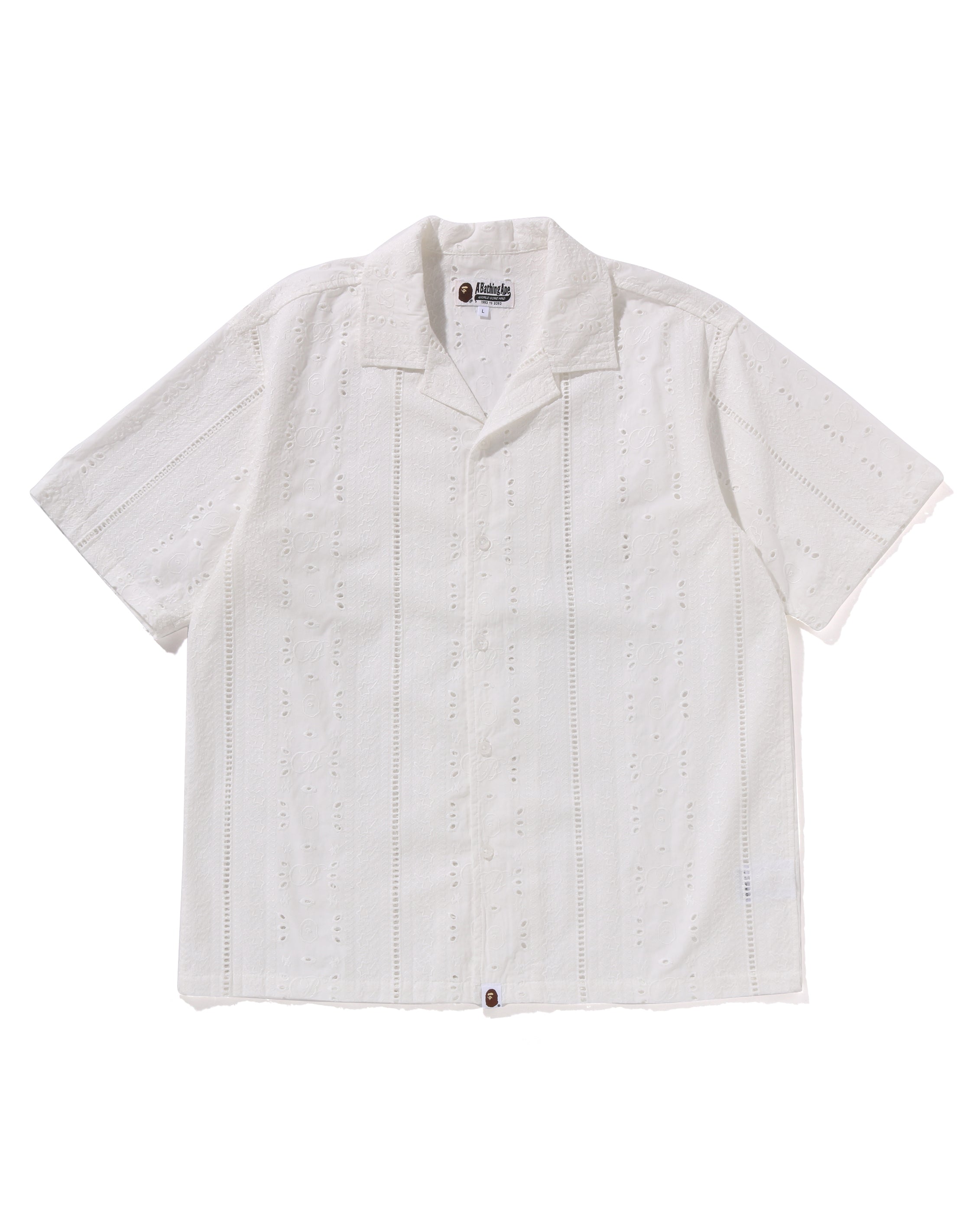 BAPE EMBROIDERY OPEN COLLAR SS SHIRT MENS