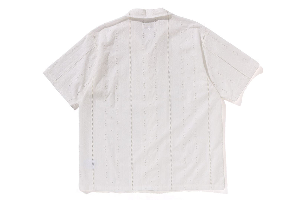 BAPE EMBROIDERY OPEN COLLAR SS SHIRT MENS
