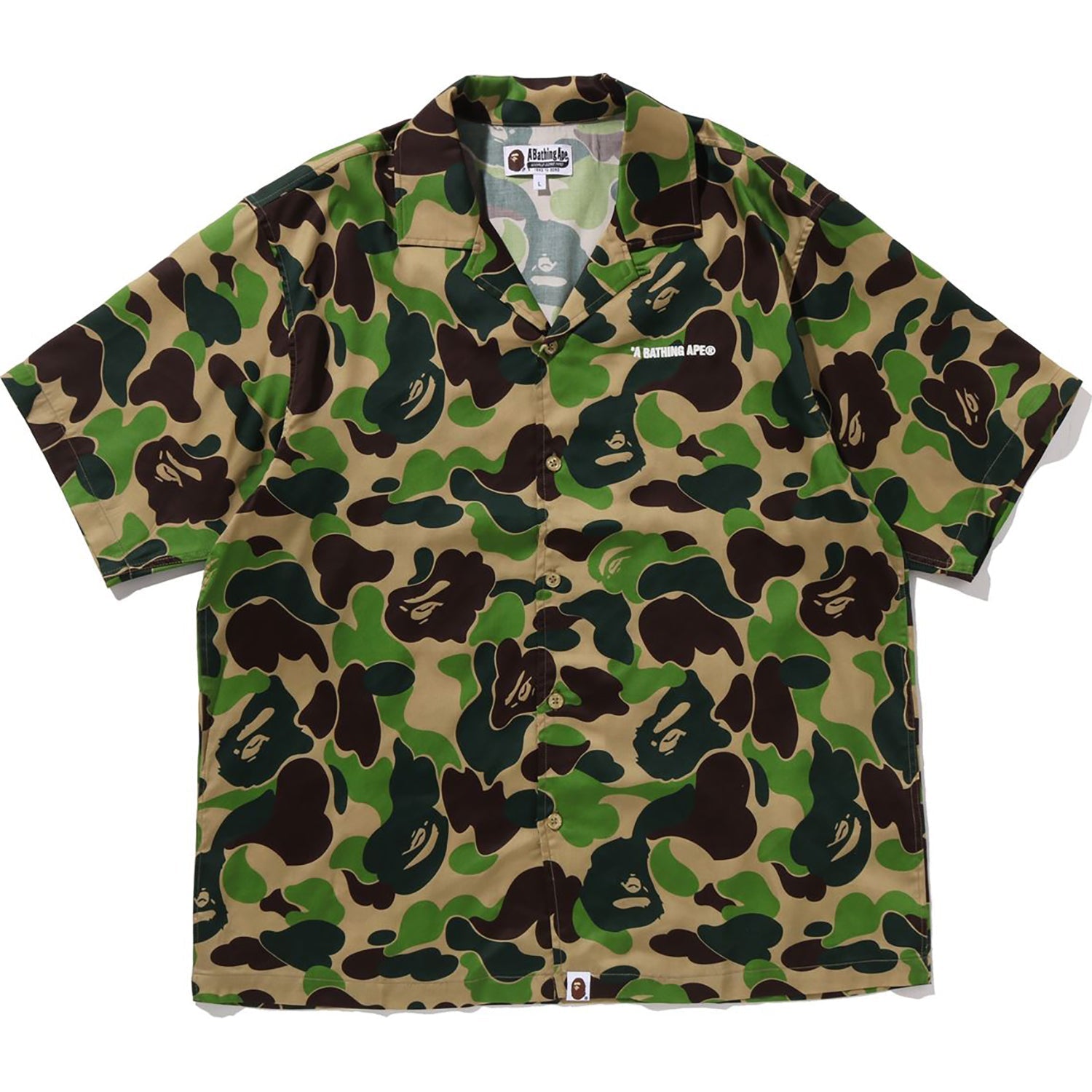 BAPE ABC CAMO OPEN COLLAR SS SHIRT MENS