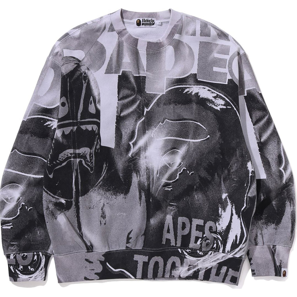 BAPE OVERPRINT RELAX FIT CREWNECK SWEATSHIRT MENS