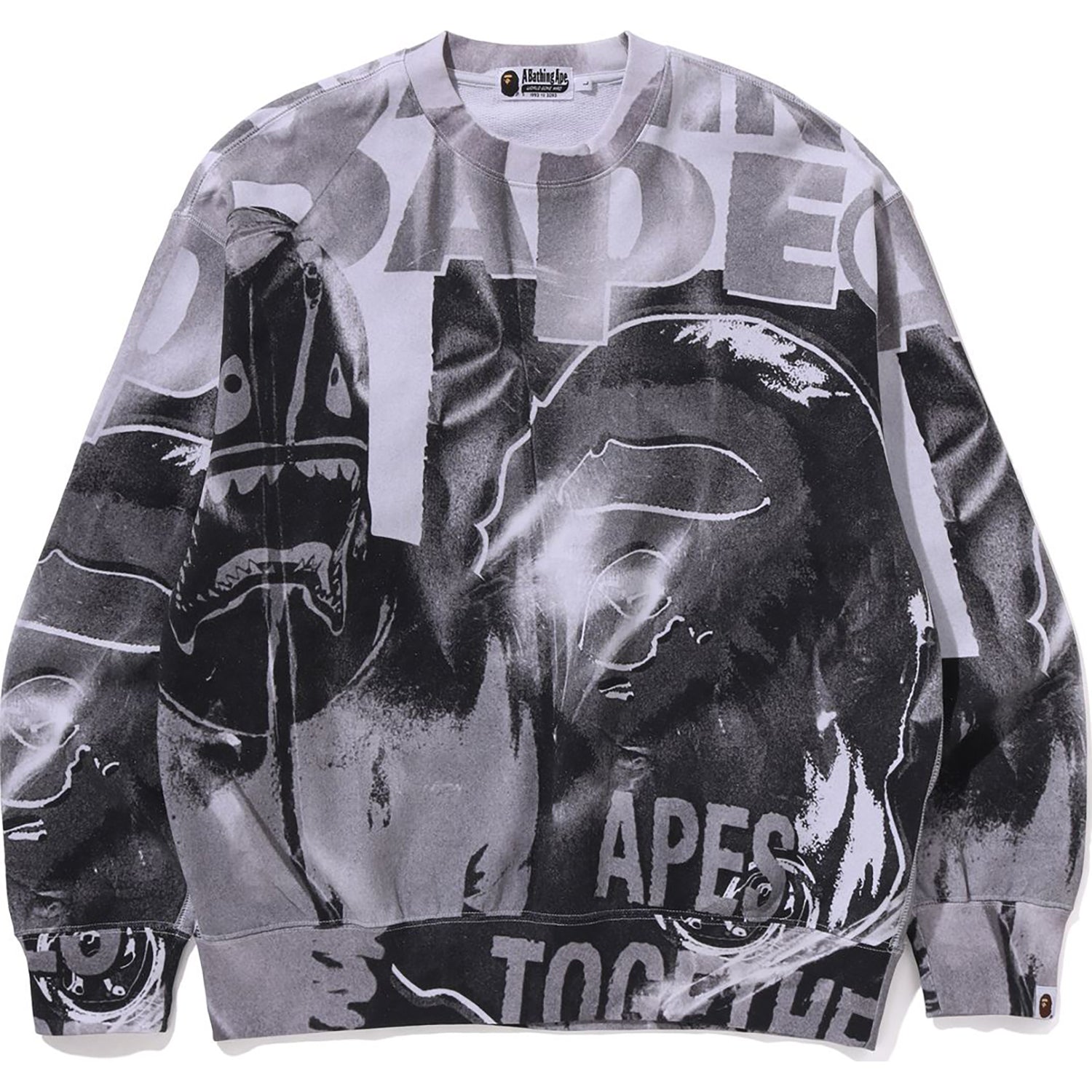 BAPE OVERPRINT RELAX FIT CREWNECK SWEATSHIRT MENS