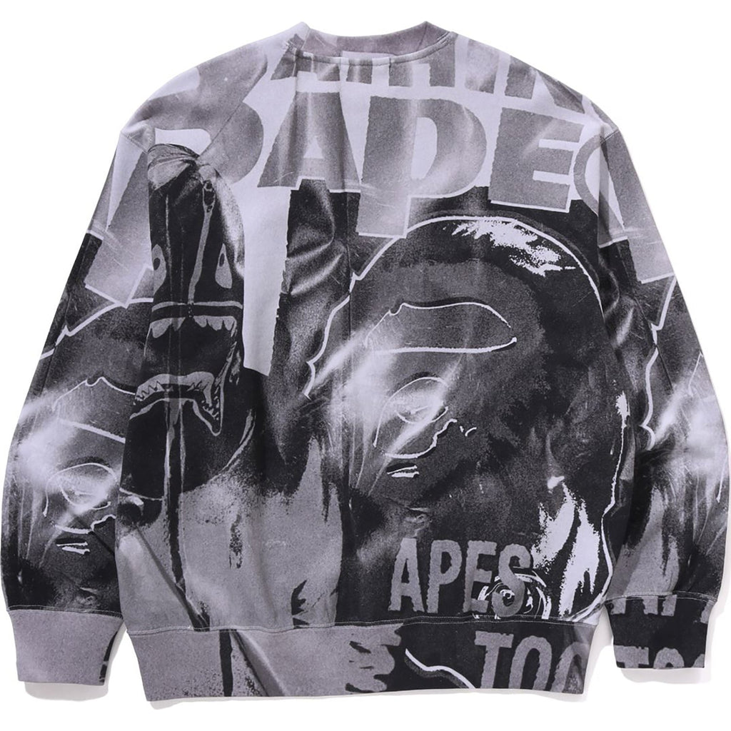 BAPE OVERPRINT RELAX FIT CREWNECK SWEATSHIRT MENS