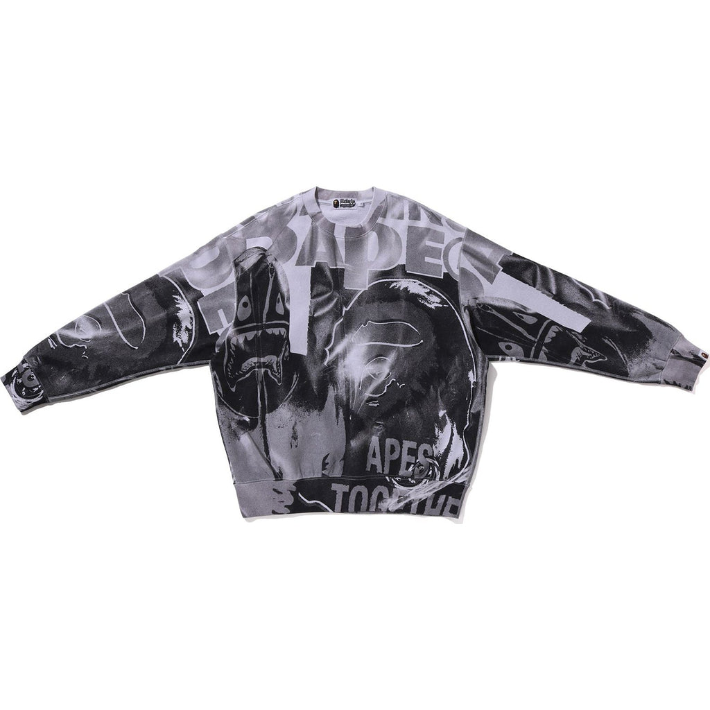 BAPE OVERPRINT RELAX FIT CREWNECK SWEATSHIRT MENS