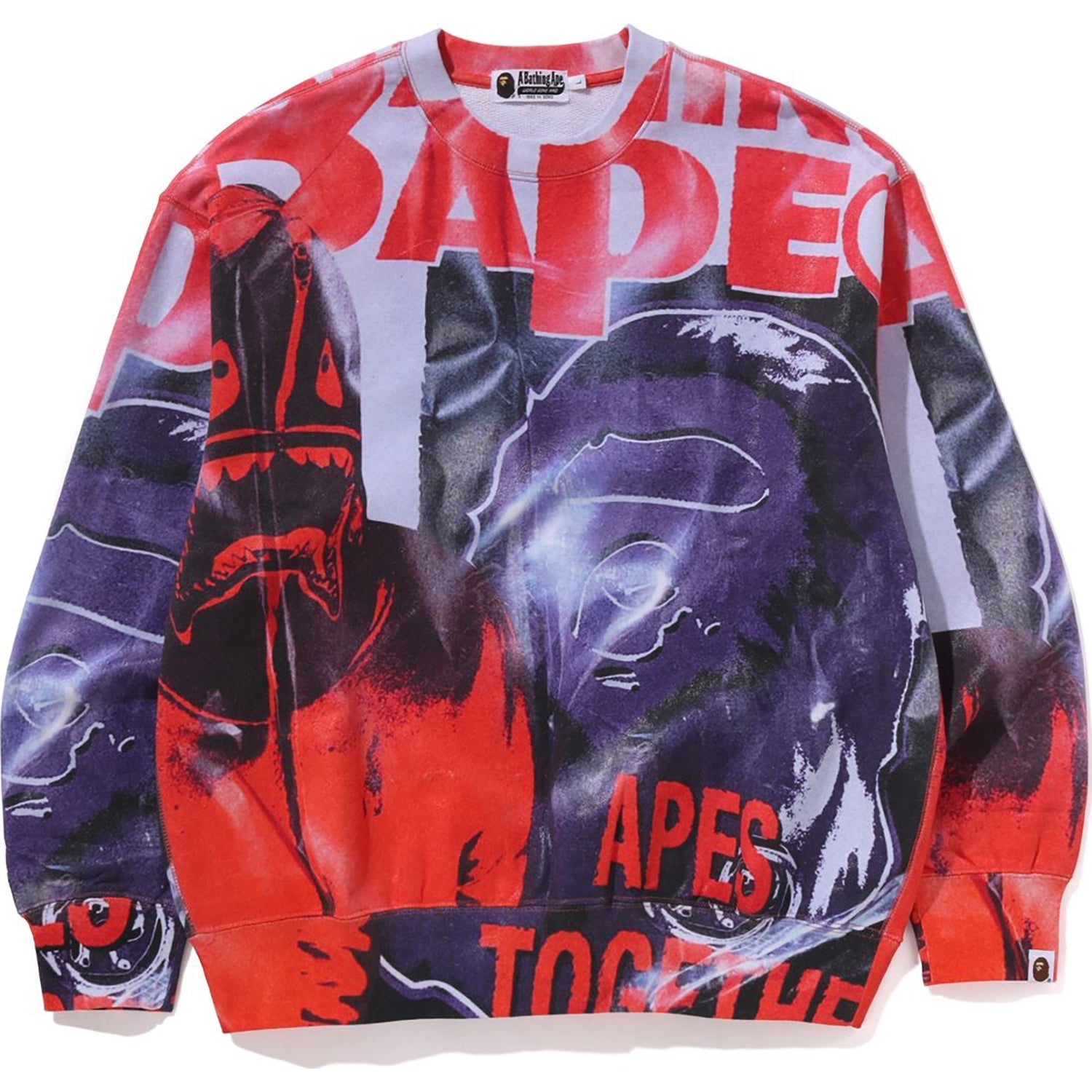 BAPE OVERPRINT RELAX FIT CREWNECK SWEATSHIRT MENS