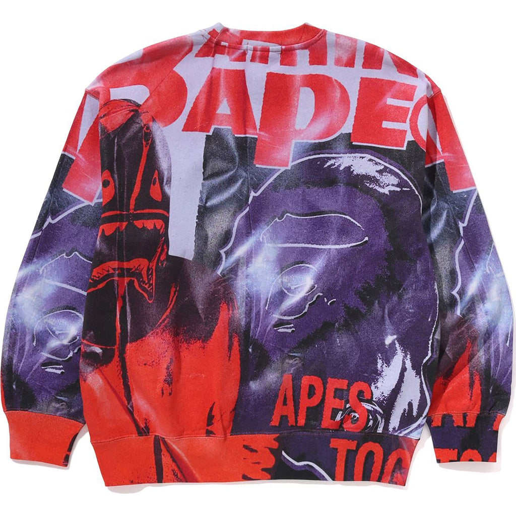 BAPE OVERPRINT RELAX FIT CREWNECK SWEATSHIRT MENS