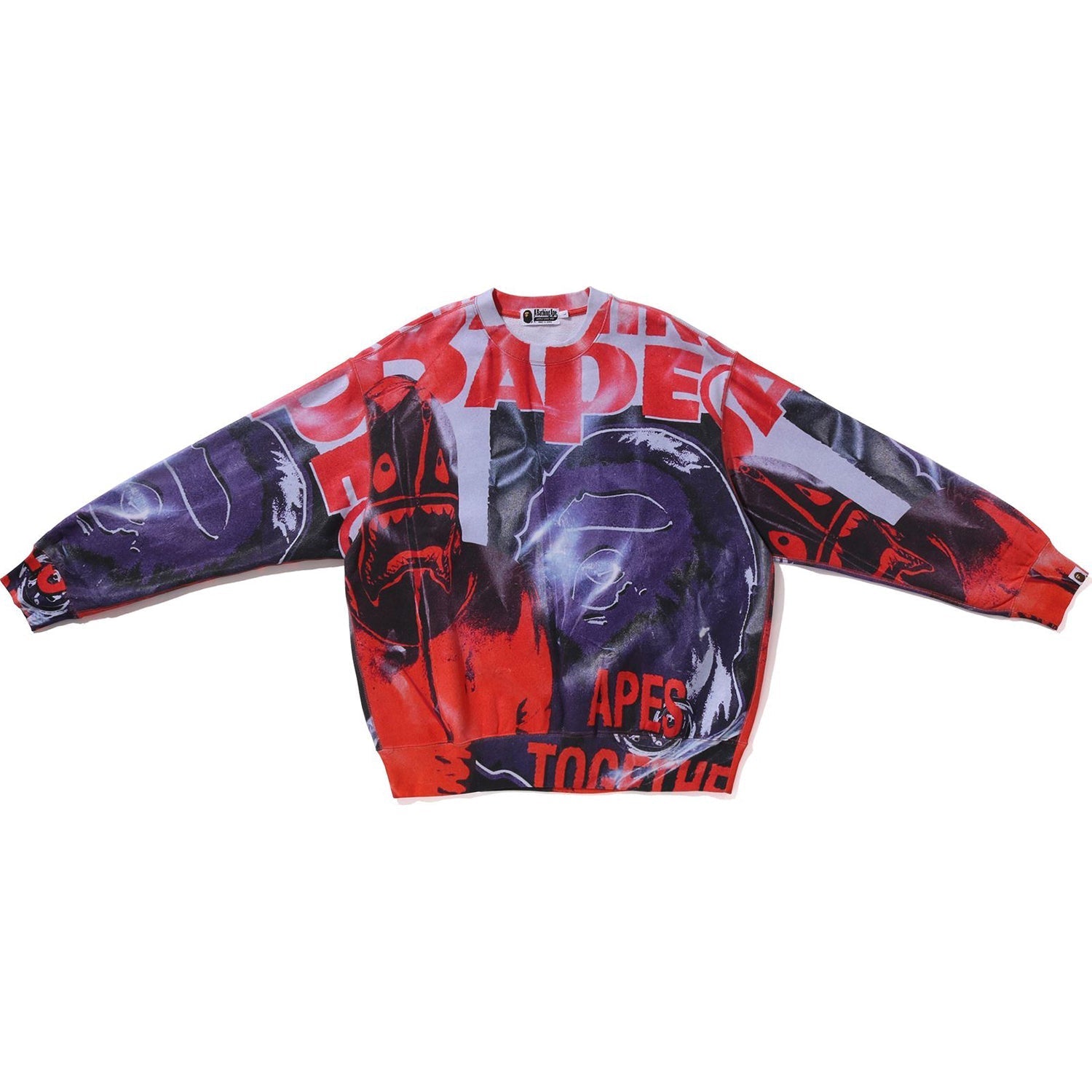BAPE OVERPRINT RELAX FIT CREWNECK SWEATSHIRT MENS