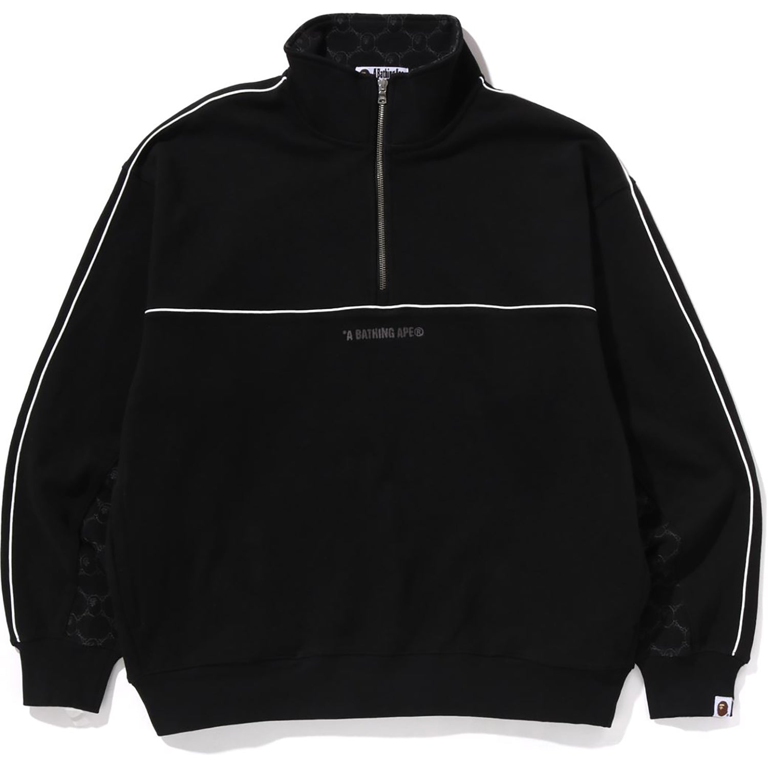 BAPE COLLEGE MONOGRAM LOGO HALF ZIP RELAX FIT CREWNECK SWEATSHIRT MENS