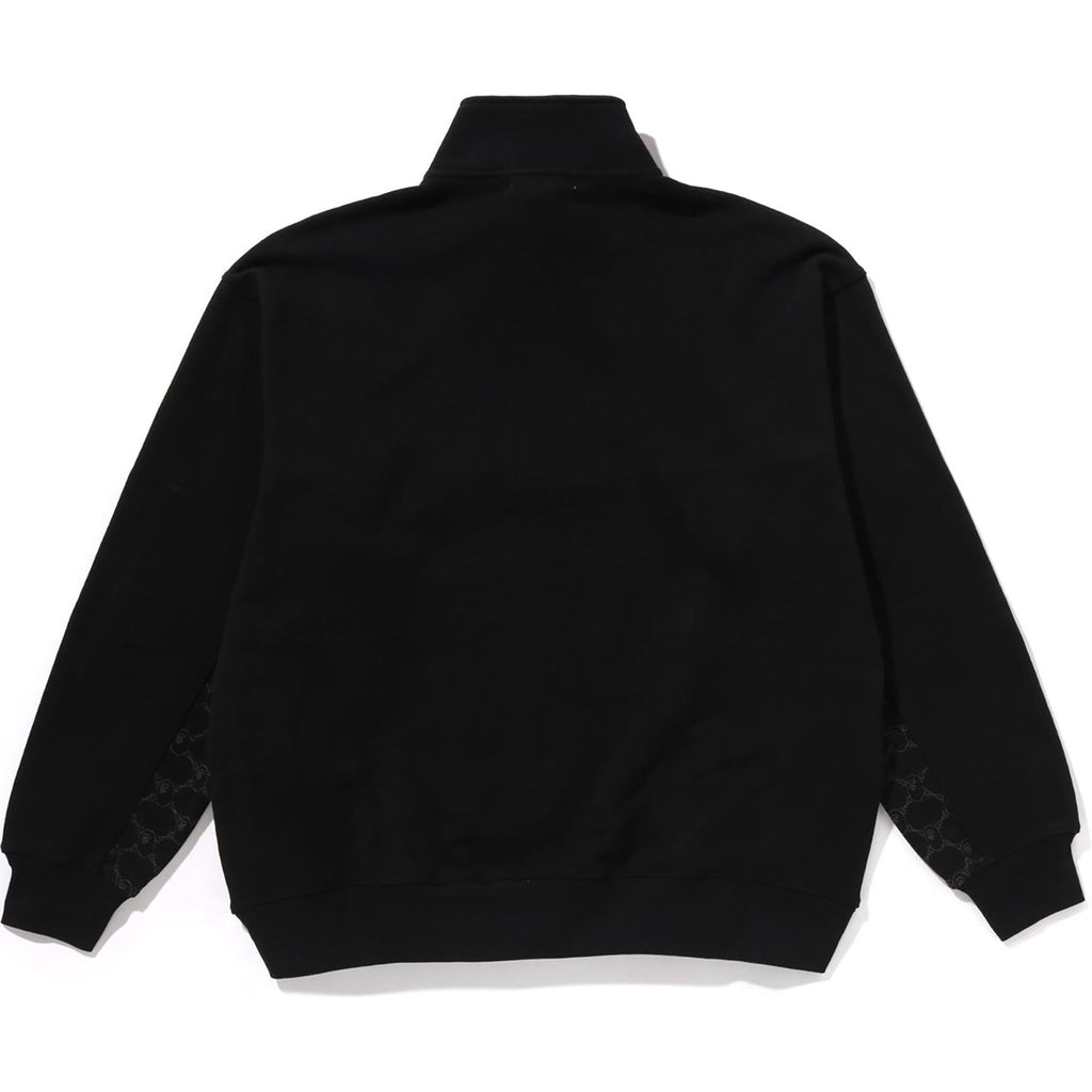BAPE COLLEGE MONOGRAM LOGO HALF ZIP RELAX FIT CREWNECK SWEATSHIRT MENS