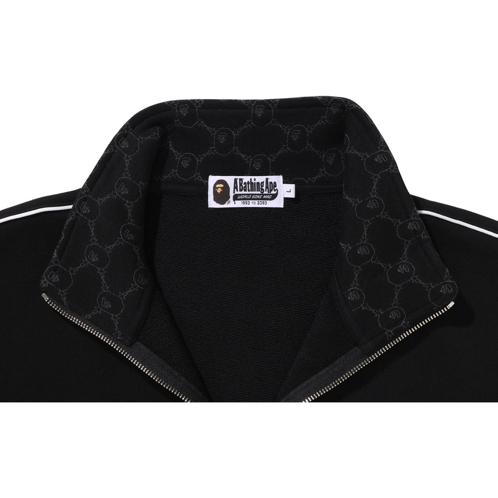 BAPE COLLEGE MONOGRAM LOGO HALF ZIP RELAX FIT CREWNECK SWEATSHIRT MENS