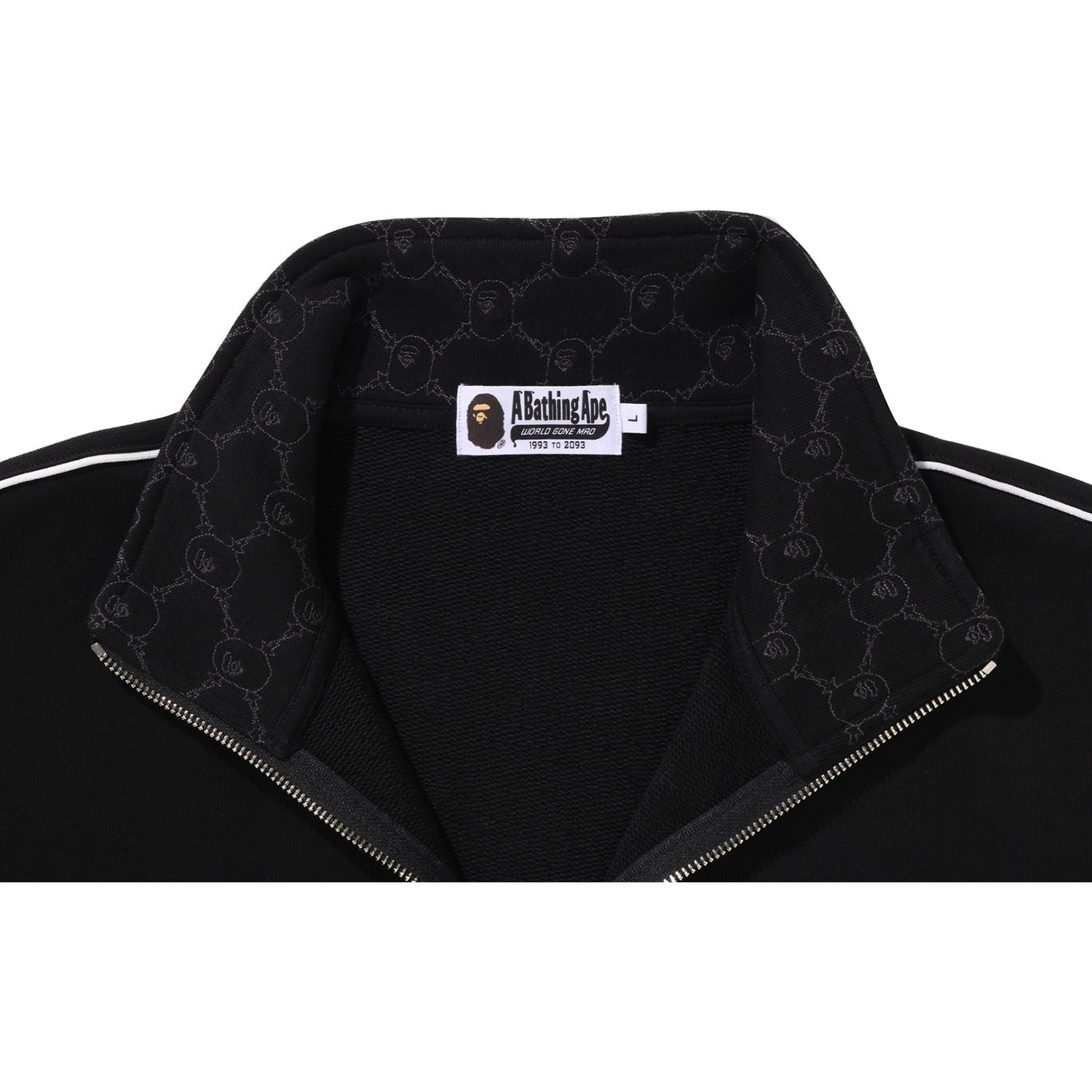 BAPE COLLEGE MONOGRAM LOGO HALF ZIP RELAX FIT CREWNECK SWEATSHIRT MENS