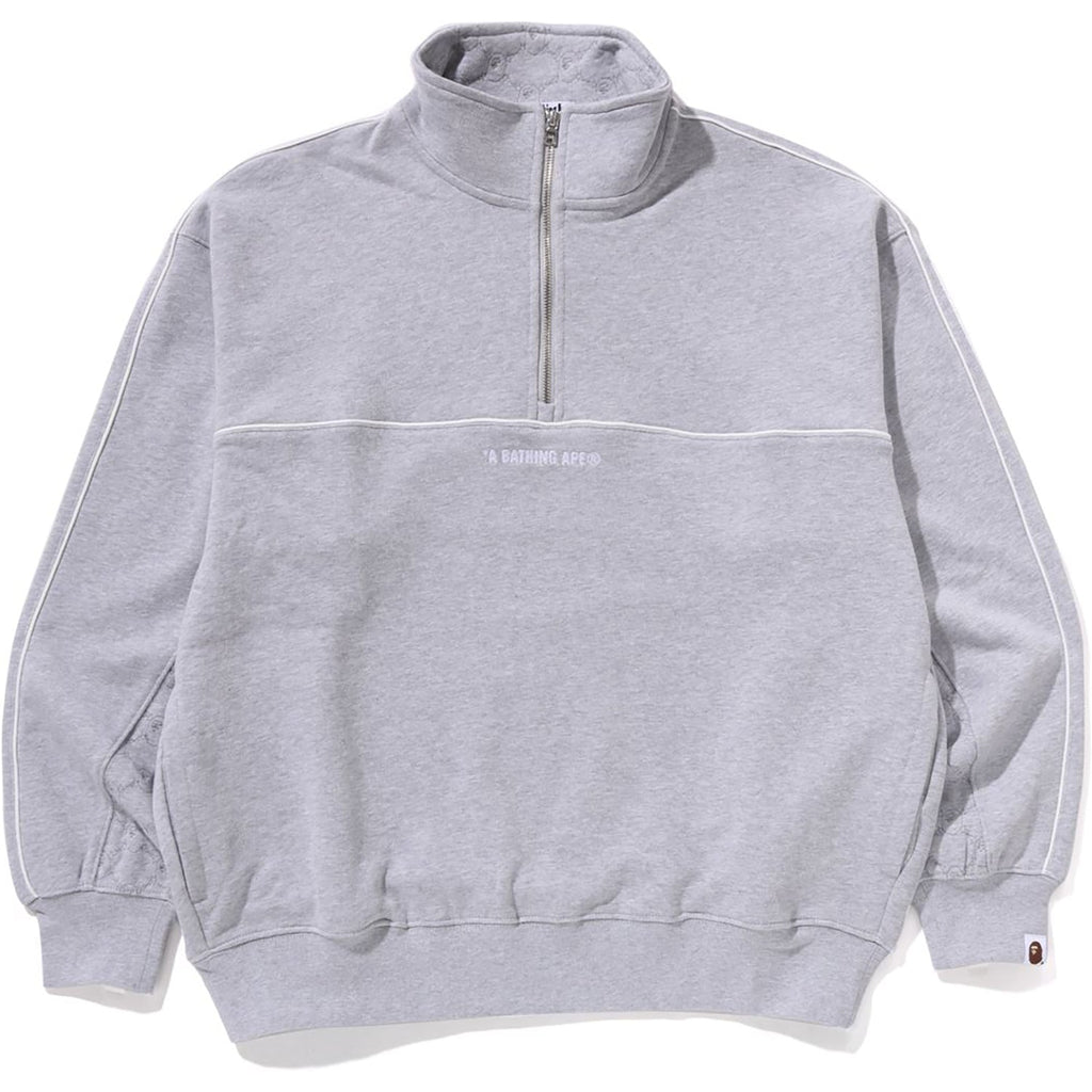 BAPE COLLEGE MONOGRAM LOGO HALF ZIP RELAX FIT CREWNECK SWEATSHIRT MENS