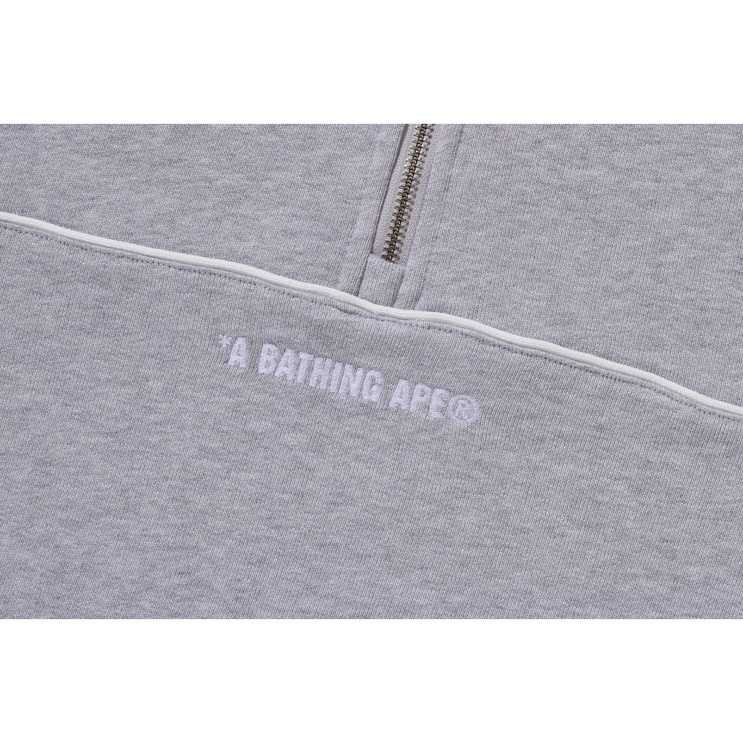 BAPE COLLEGE MONOGRAM LOGO HALF ZIP RELAX FIT CREWNECK SWEATSHIRT MENS