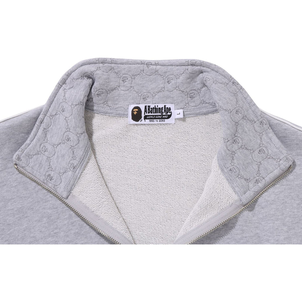 BAPE COLLEGE MONOGRAM LOGO HALF ZIP RELAX FIT CREWNECK SWEATSHIRT MENS