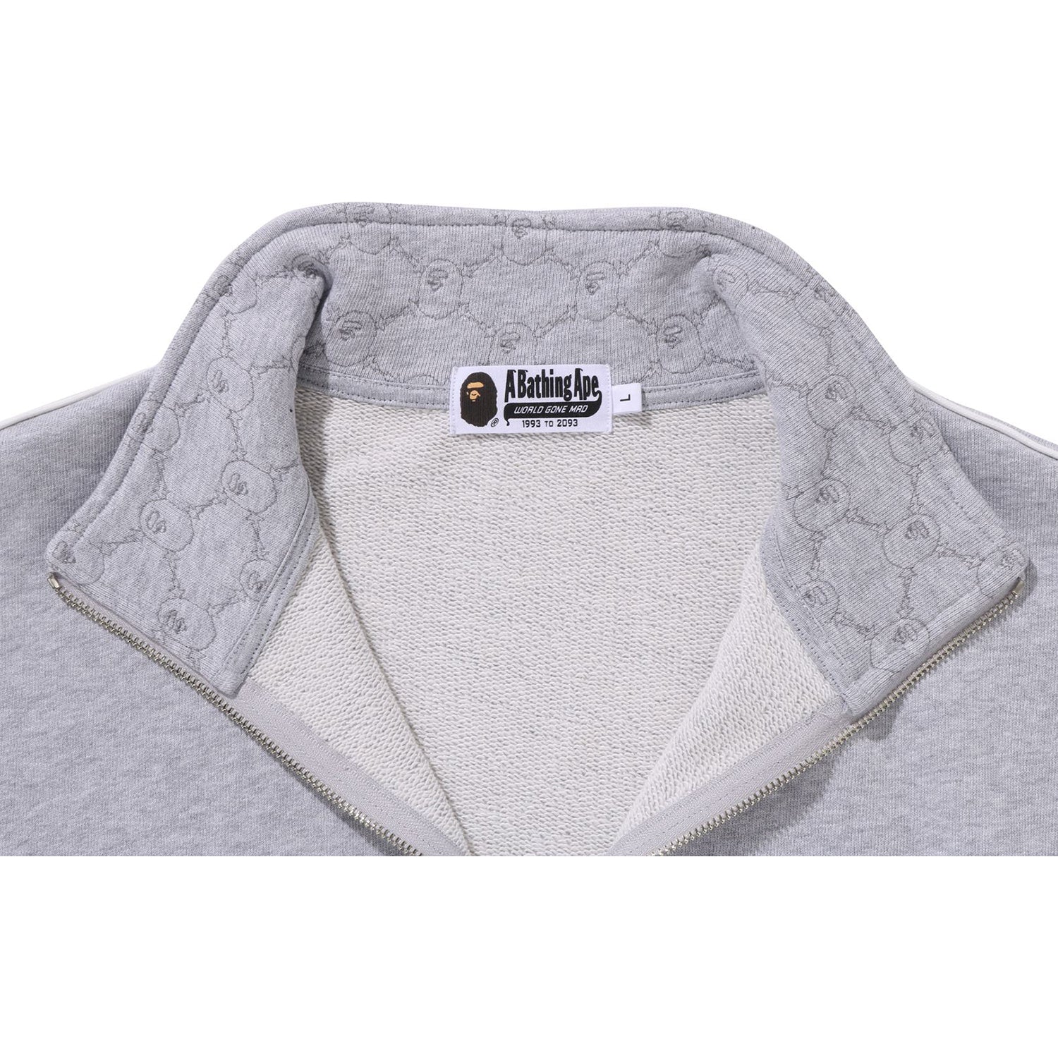 BAPE COLLEGE MONOGRAM LOGO HALF ZIP RELAX FIT CREWNECK SWEATSHIRT MENS