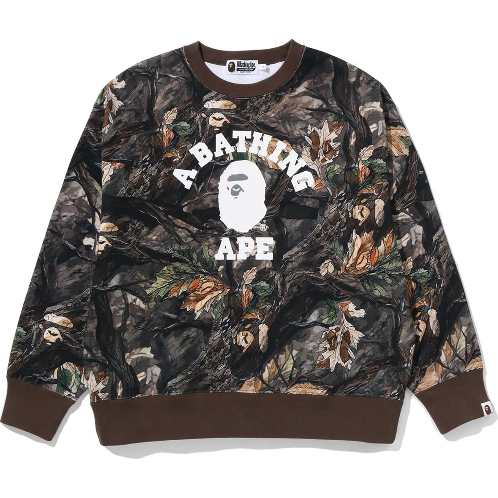 BAPE TREE EDGE CAMO COLLEGE RELAXED FIT CREWNECK MENS