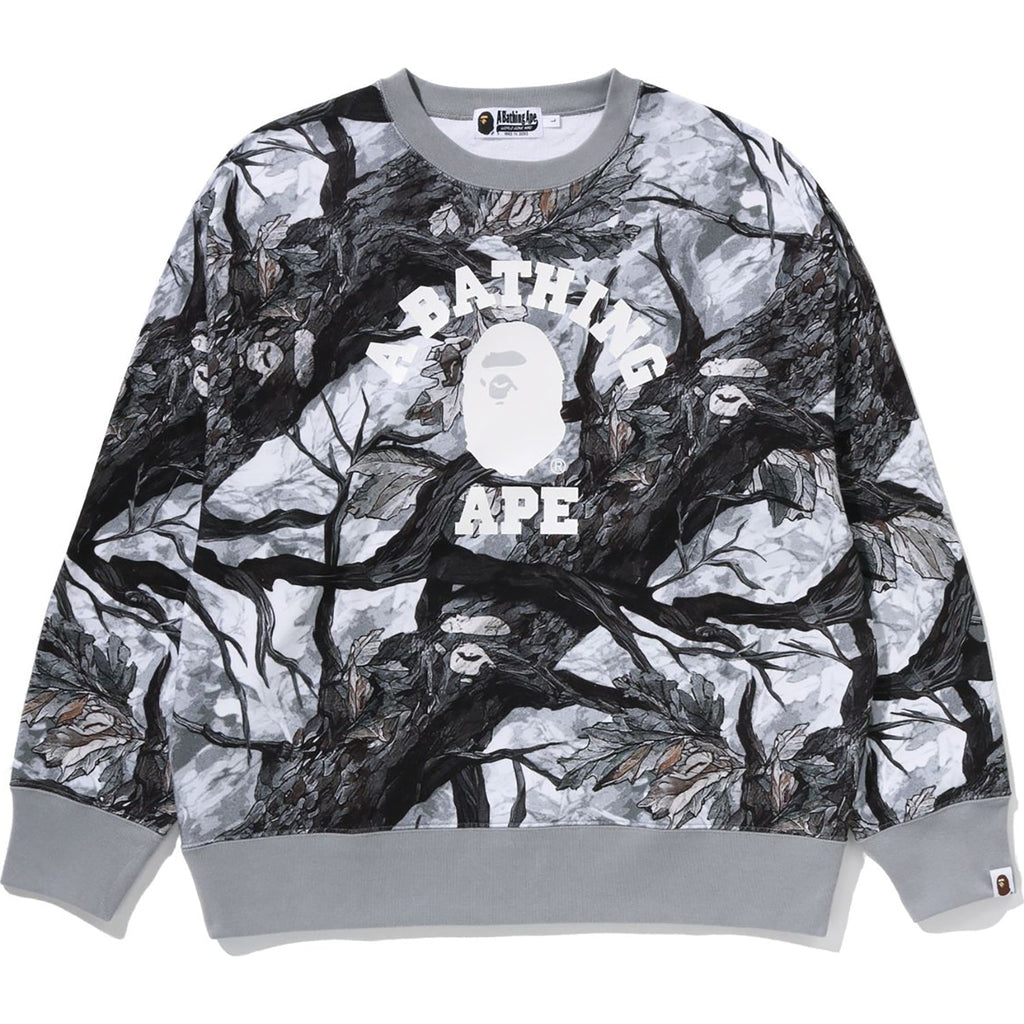 BAPE TREE EDGE CAMO COLLEGE RELAXED FIT CREWNECK MENS