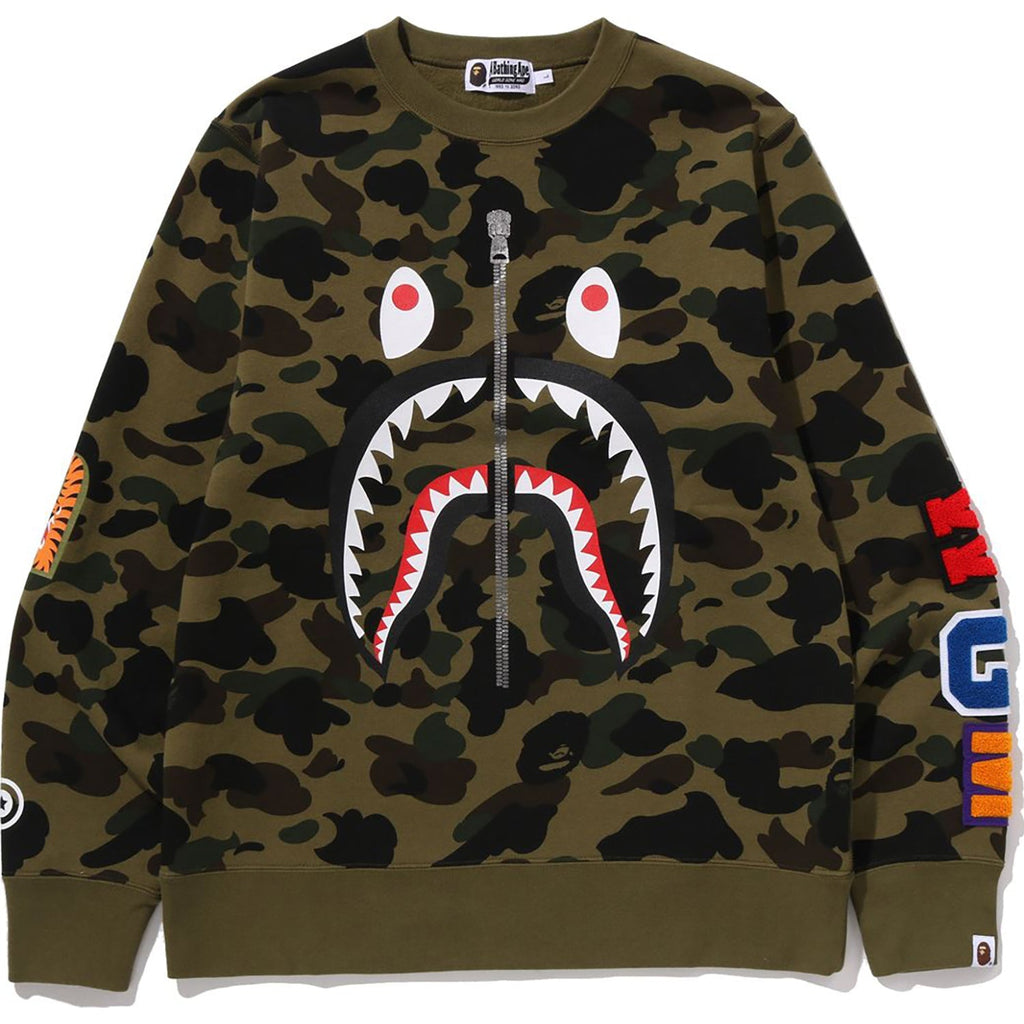 BAPE 1ST CAMO SHARK CREWNECK SWEATSHIRT MENS