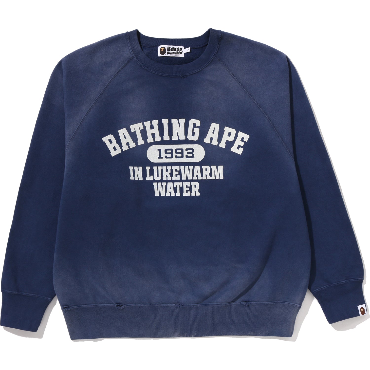 BAPE DESTROY WASHED EFFECT RELAXED FIT CREWNECK SWEATSHIRT MENS