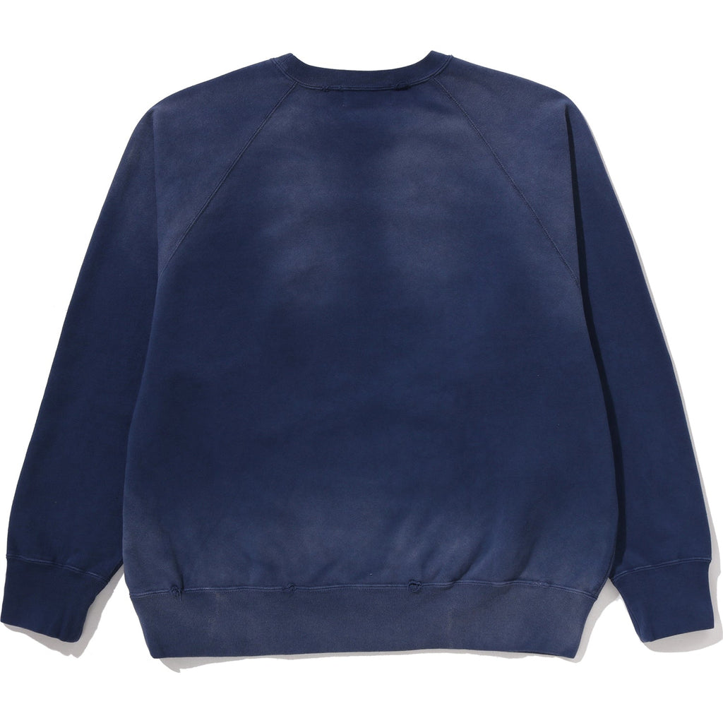 BAPE DESTROY WASHED EFFECT RELAXED FIT CREWNECK SWEATSHIRT MENS