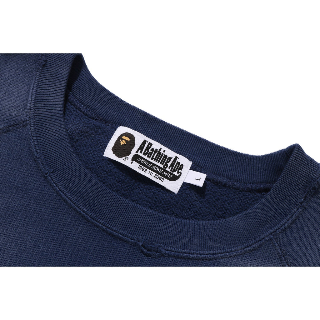 BAPE DESTROY WASHED EFFECT RELAXED FIT CREWNECK SWEATSHIRT MENS