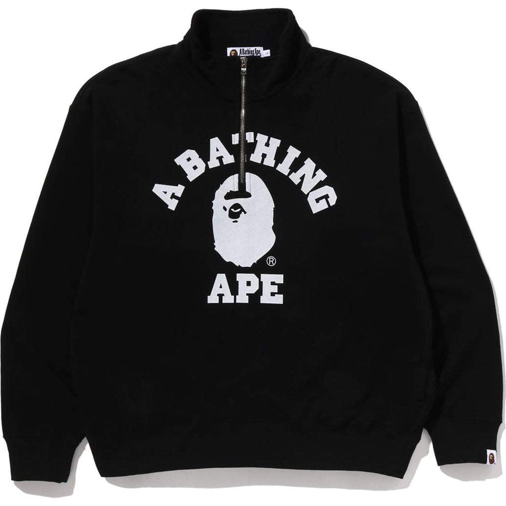 BAPE COLLEGE HALF ZIP RELAXED FIT CREWNECK SWEATSHIRT MENS