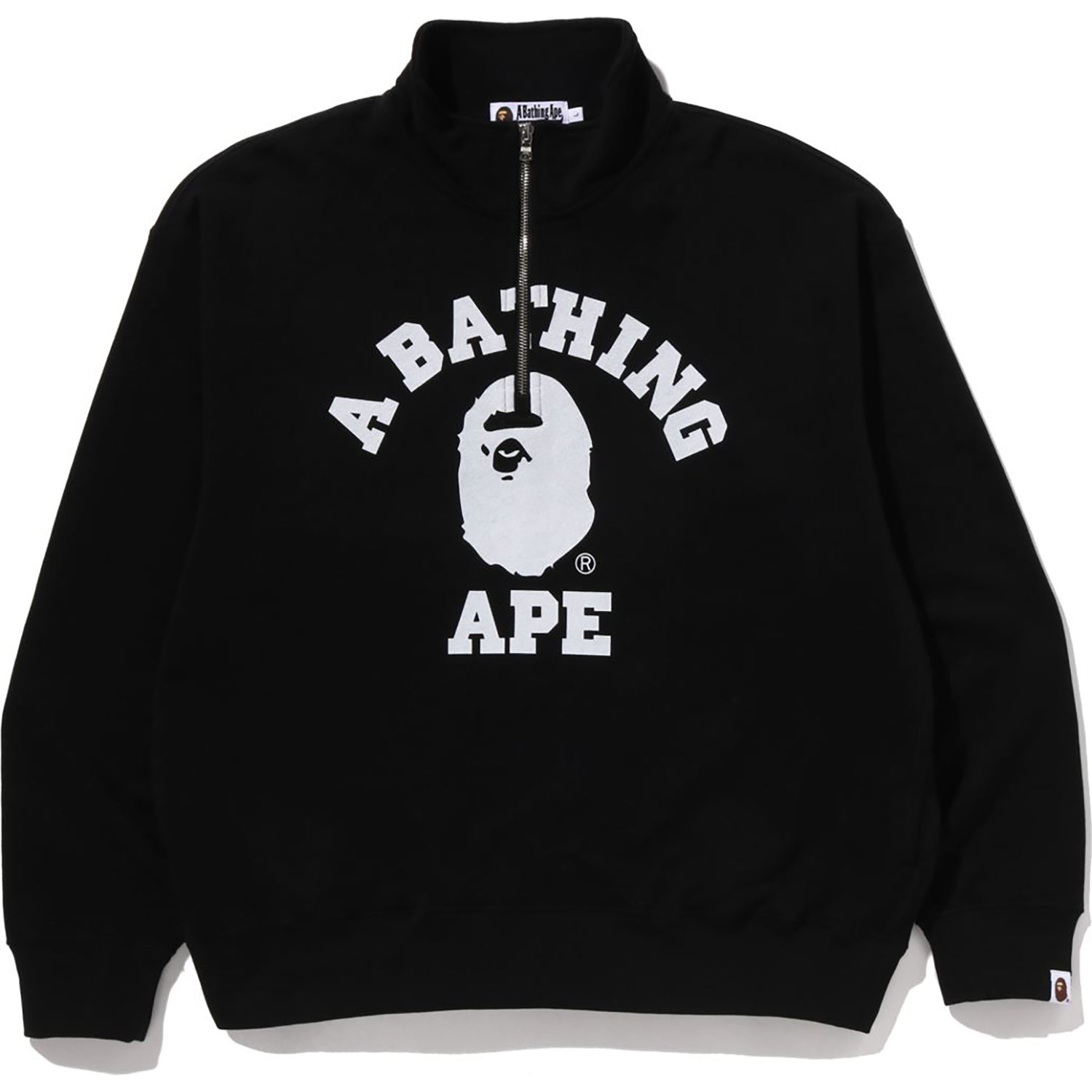 BAPE COLLEGE HALF ZIP RELAXED FIT CREWNECK SWEATSHIRT MENS