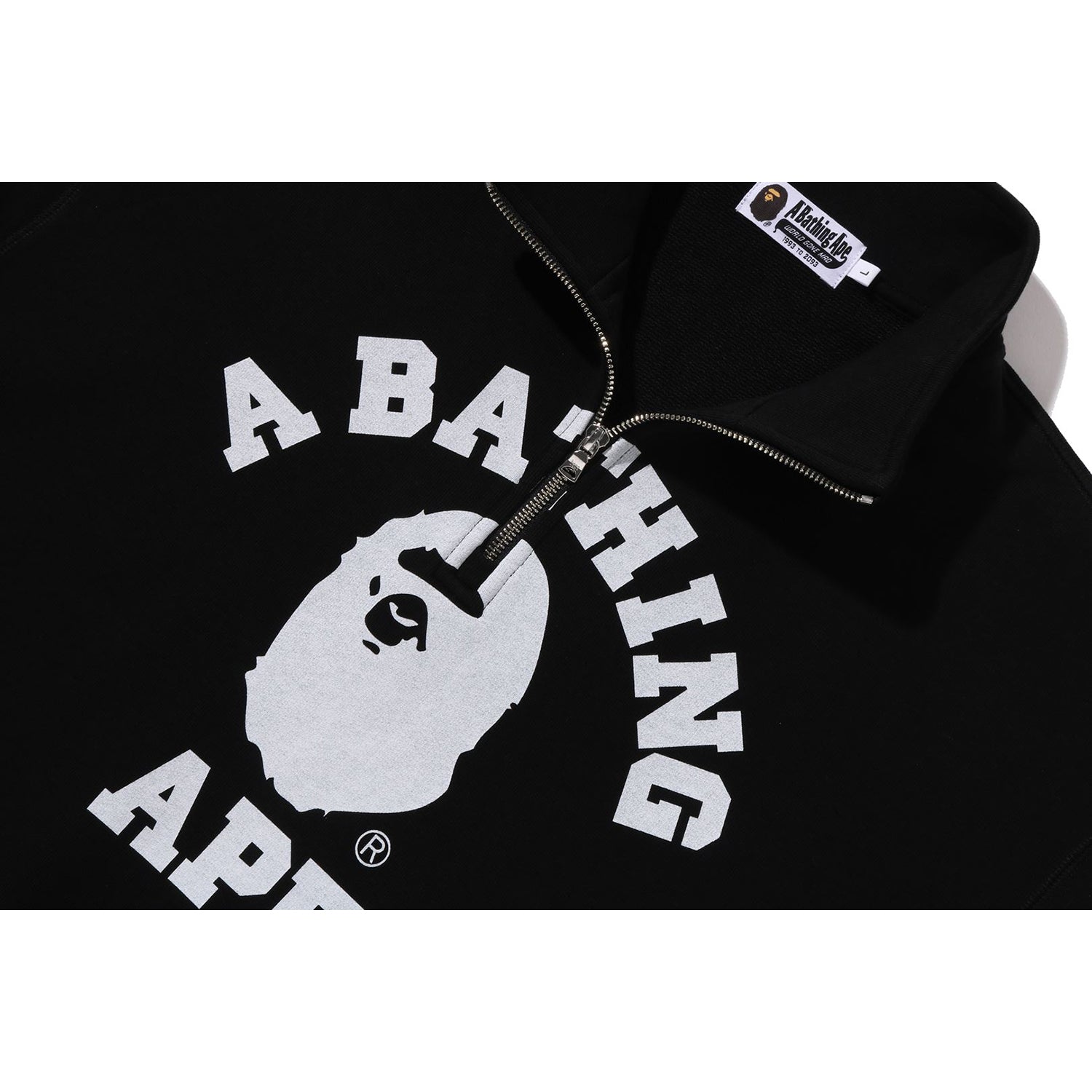 BAPE COLLEGE HALF ZIP RELAXED FIT CREWNECK SWEATSHIRT MENS