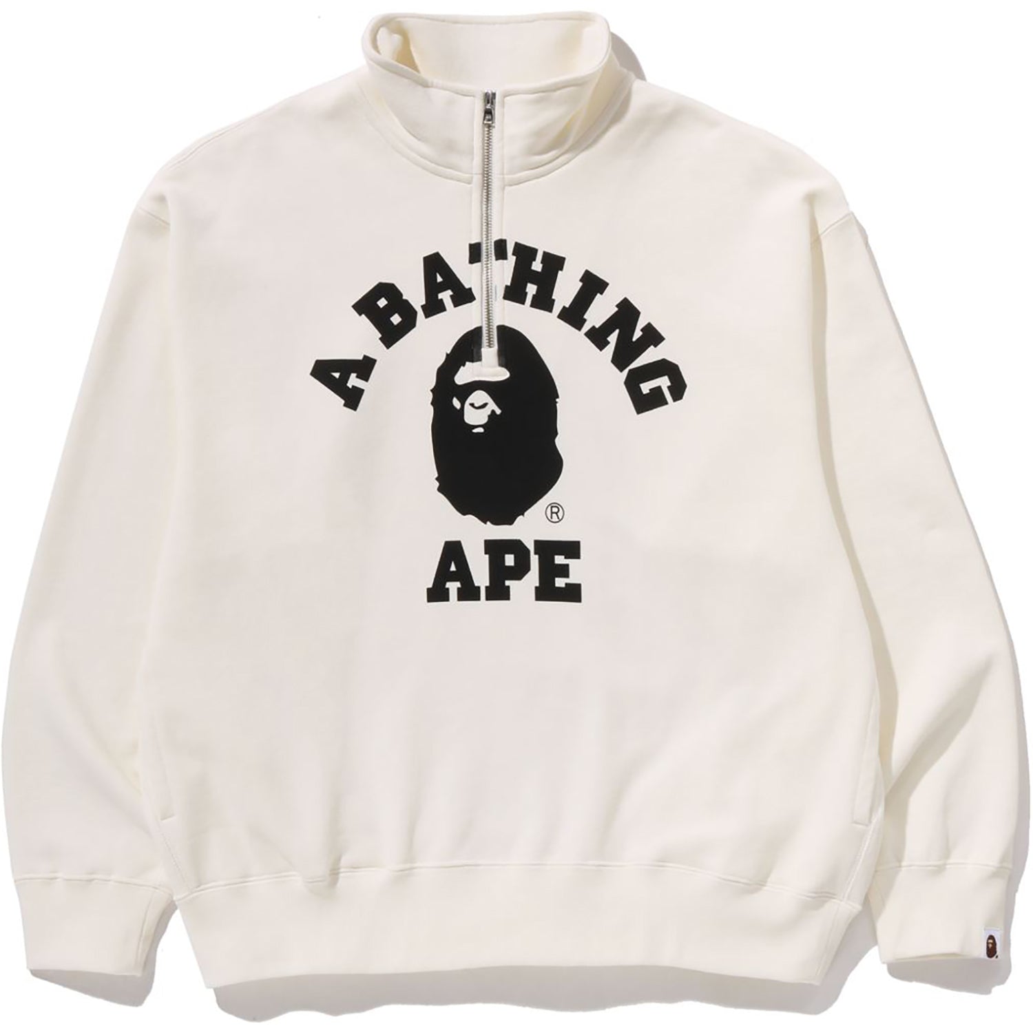 BAPE COLLEGE HALF ZIP RELAXED FIT CREWNECK SWEATSHIRT MENS