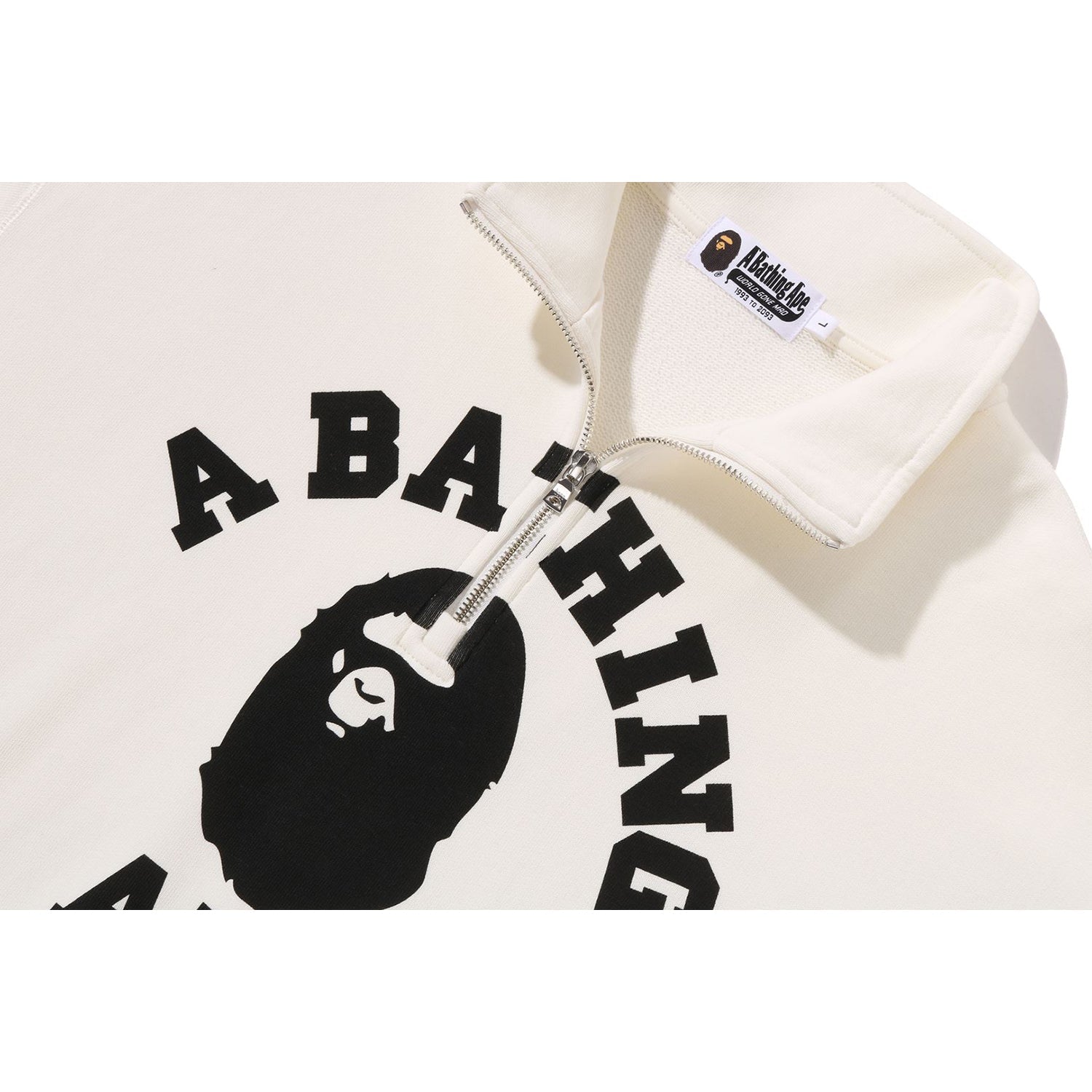 BAPE COLLEGE HALF ZIP RELAXED FIT CREWNECK SWEATSHIRT MENS